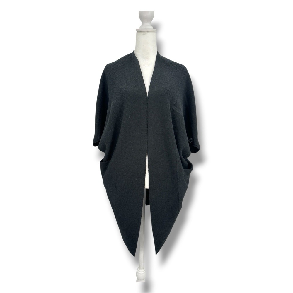 THE RESET R Label 100% Wool Black Cocoon Cardigan Sweater S/M Luxe Minimalist